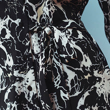 Load image into Gallery viewer, Black Marble Long Sleeve Button Through Mini Shirt Dress