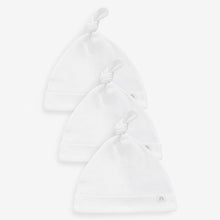 Load image into Gallery viewer, White Baby Tie Top Hats 3 Pack (0-12mths)