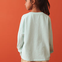 Load image into Gallery viewer, Teal Blue Sequin Flowers Long Sleeve T-Shirt (3-12yrs)