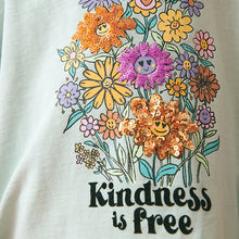 Load image into Gallery viewer, Teal Blue Sequin Flowers Long Sleeve T-Shirt (3-12yrs)