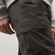 Load image into Gallery viewer, Charcoal Grey Regular Tapered Fit Stretch Utility Cargo Trousers