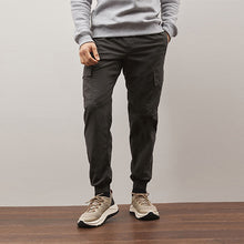 Load image into Gallery viewer, Charcoal Grey Regular Tapered Fit Stretch Utility Cargo Trousers