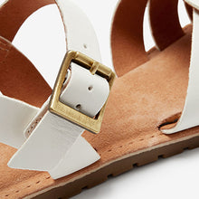 Load image into Gallery viewer, White Woven Leather Sandals (Older Girls)