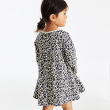 Load image into Gallery viewer, Monochrome Floral Long Sleeve Jersey Dress (3mths-6yrs)