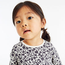 Load image into Gallery viewer, Monochrome Floral Long Sleeve Jersey Dress (3mths-6yrs)