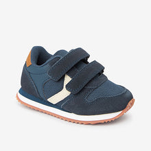 Load image into Gallery viewer, Navy Blue Double Strap Trainers (Younger Boys)