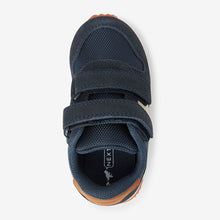 Load image into Gallery viewer, Navy Blue Double Strap Trainers (Younger Boys)