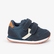 Load image into Gallery viewer, Navy Blue Double Strap Trainers (Younger Boys)