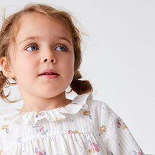 Load image into Gallery viewer, Blue/Pink Ditsy Printed Cotton Ruffle Blouse (3mths-6yrs)