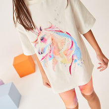 Load image into Gallery viewer, Pink Sequin Unicorn Oversized T-Shirt and Cycling Shorts Set (3-12yrs)