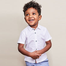 Load image into Gallery viewer, White Short Sleeve Trimmed Oxford Shirt (3mths-6yrs)