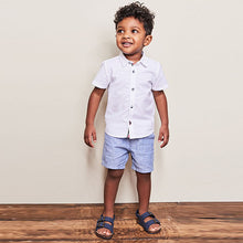 Load image into Gallery viewer, White Short Sleeve Trimmed Oxford Shirt (3mths-6yrs)