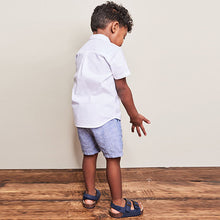 Load image into Gallery viewer, White Short Sleeve Trimmed Oxford Shirt (3mths-6yrs)