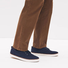 Load image into Gallery viewer, Navy Blue Canvas Derby Trainers
