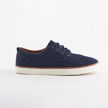 Load image into Gallery viewer, Navy Blue Canvas Derby Trainers