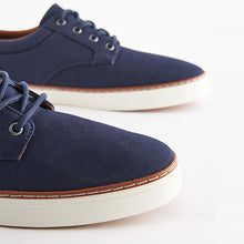 Load image into Gallery viewer, Navy Blue Canvas Derby Trainers