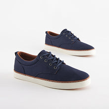 Load image into Gallery viewer, Navy Blue Canvas Derby Trainers