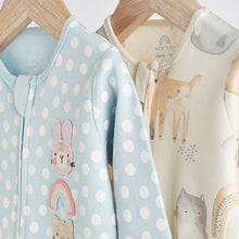 Load image into Gallery viewer, Blue Footless Zip Baby Sleepsuits 2 Pack (0mths-18nths)