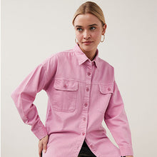 Load image into Gallery viewer, Pink Oversized Denim Shirt