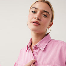 Load image into Gallery viewer, Pink Oversized Denim Shirt