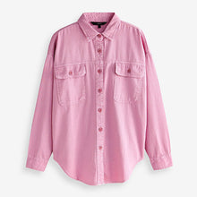 Load image into Gallery viewer, Pink Oversized Denim Shirt