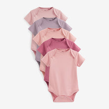 Load image into Gallery viewer, Pink Baby 5 Pack Essential Short Sleeve Bodysuits (0mth-18mths)