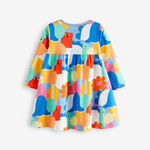 Load image into Gallery viewer, Multicolored Long Sleeve Jersey Dress (3mths-6yrs)