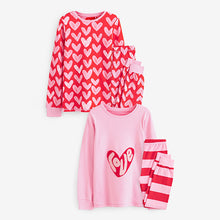 Load image into Gallery viewer, Red/Pink Love Heart Pyjamas 2 Pack (9mths-8yrs)