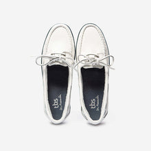 Load image into Gallery viewer, CLAMER Women's Boat Loafers White Leather