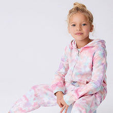 Load image into Gallery viewer, Purple/Orange Tie Dye Zip Through Hoodie (3-12yrs)