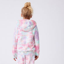 Load image into Gallery viewer, Purple/Orange Tie Dye Zip Through Hoodie (3-12yrs)