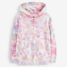 Load image into Gallery viewer, Purple/Orange Tie Dye Zip Through Hoodie (3-12yrs)