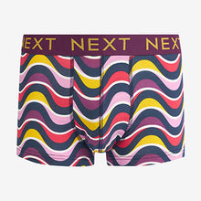 Load image into Gallery viewer, Navy Wave Print 4 Pack Hipsters