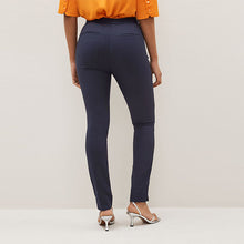 Load image into Gallery viewer, Navy Blue Elastic Back Skinny Zip Detail Trousers
