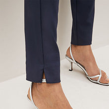 Load image into Gallery viewer, Navy Blue Elastic Back Skinny Zip Detail Trousers