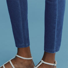 Load image into Gallery viewer, Blue Dark Wash Jersey Denim Leggings