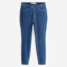Load image into Gallery viewer, Blue Dark Wash Jersey Denim Leggings