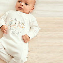 Load image into Gallery viewer, White/Grey Born In 2023 Single Sleepsuit (0-9mths)