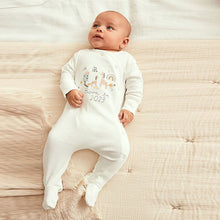 Load image into Gallery viewer, White/Grey Born In 2023 Single Sleepsuit (0-9mths)