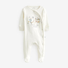 Load image into Gallery viewer, White/Grey Born In 2023 Single Sleepsuit (0-9mths)
