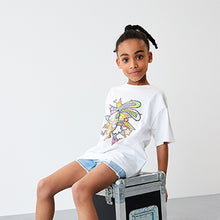 Load image into Gallery viewer, White Bunny Rock It Oversized Graphic T-Shirt (3-12yrs)