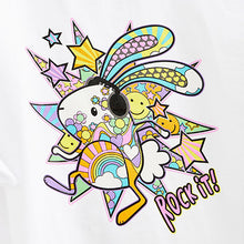 Load image into Gallery viewer, White Bunny Rock It Oversized Graphic T-Shirt (3-12yrs)