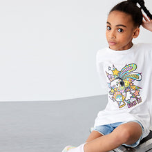 Load image into Gallery viewer, White Bunny Rock It Oversized Graphic T-Shirt (3-12yrs)
