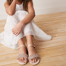 Load image into Gallery viewer, Rose Gold Crystal Occasion Jewel Sandals (Older Girls)