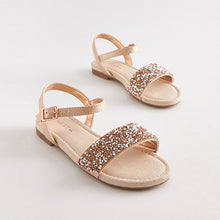 Load image into Gallery viewer, Rose Gold Crystal Occasion Jewel Sandals (Older Girls)