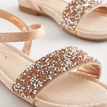 Load image into Gallery viewer, Rose Gold Crystal Occasion Jewel Sandals (Older Girls)