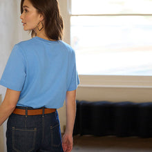 Load image into Gallery viewer, Blue Heavyweight Short Sleeve Crew Neck T-Shirt