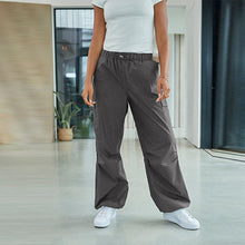 Load image into Gallery viewer, Charcoal Grey Parachute Cotton Cargo Trousers