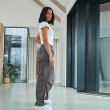 Load image into Gallery viewer, Charcoal Grey Parachute Cotton Cargo Trousers