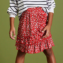 Load image into Gallery viewer, Red/ White Ditsy Easy Pull On Jersey Skirt (3-12yrs)